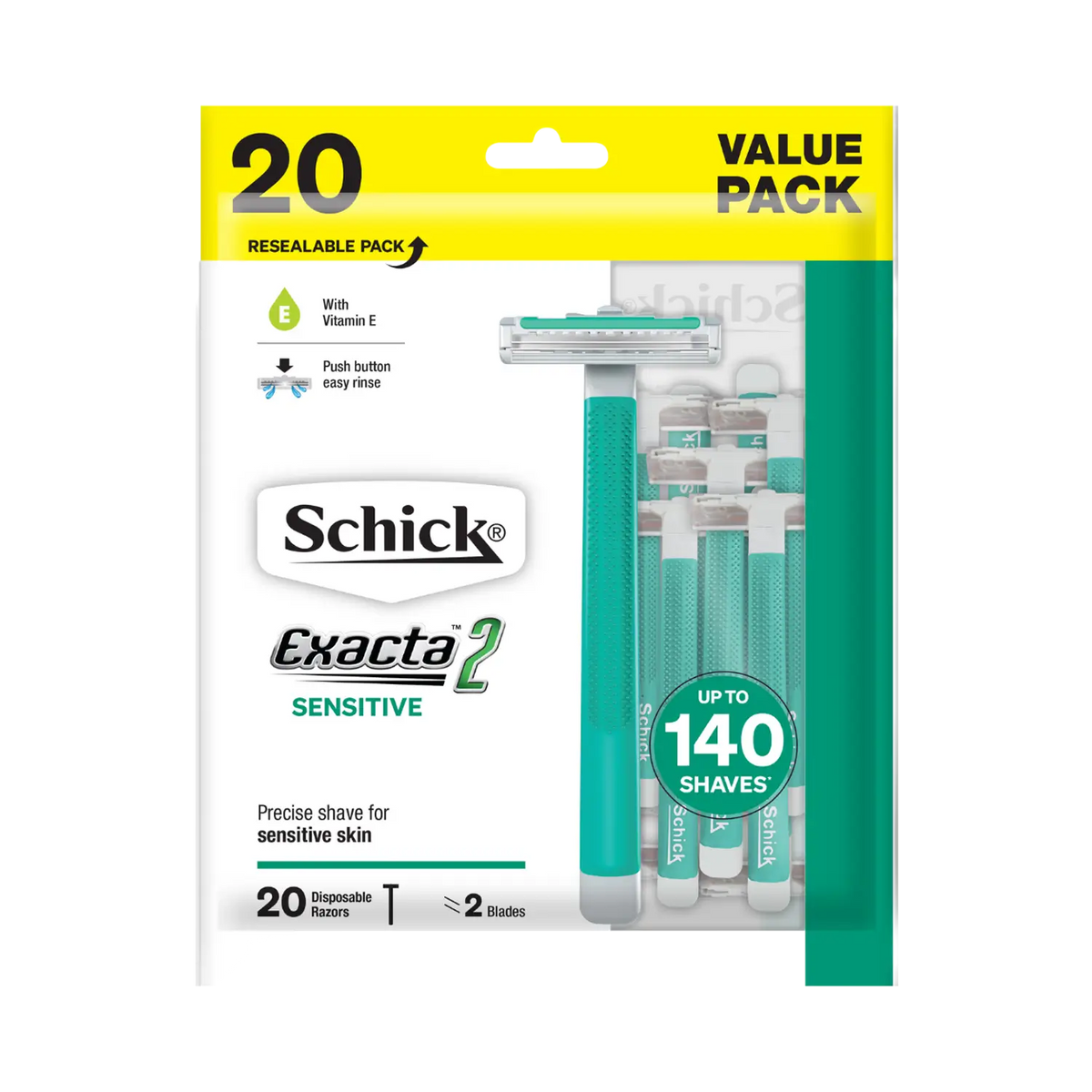 Exacta 2 Sensitive Men's Disposable Razor 20pk