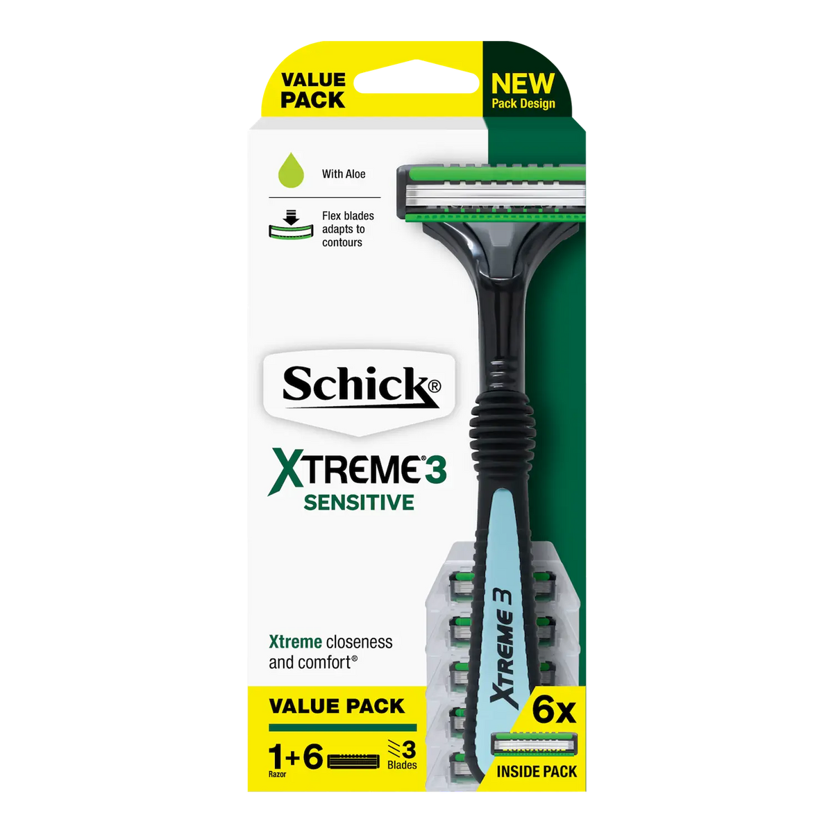 Xtreme 3 Sensitive Hybrid Men's Razor Handle + 6 Cartridges