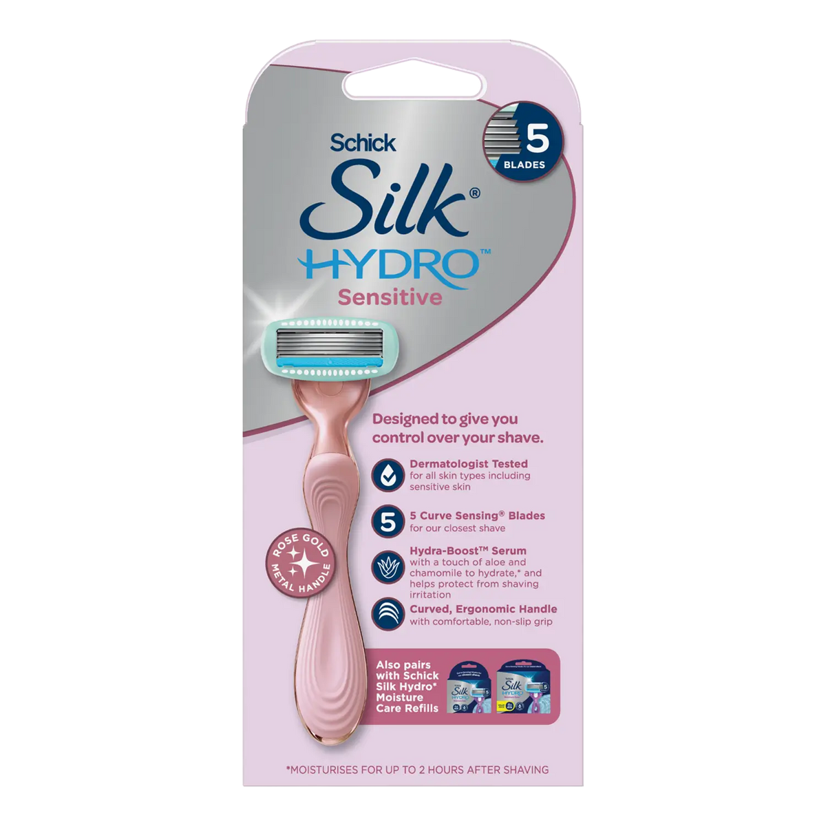 Silk Hydro Sensitive Razor Handle + 2 Cartridges