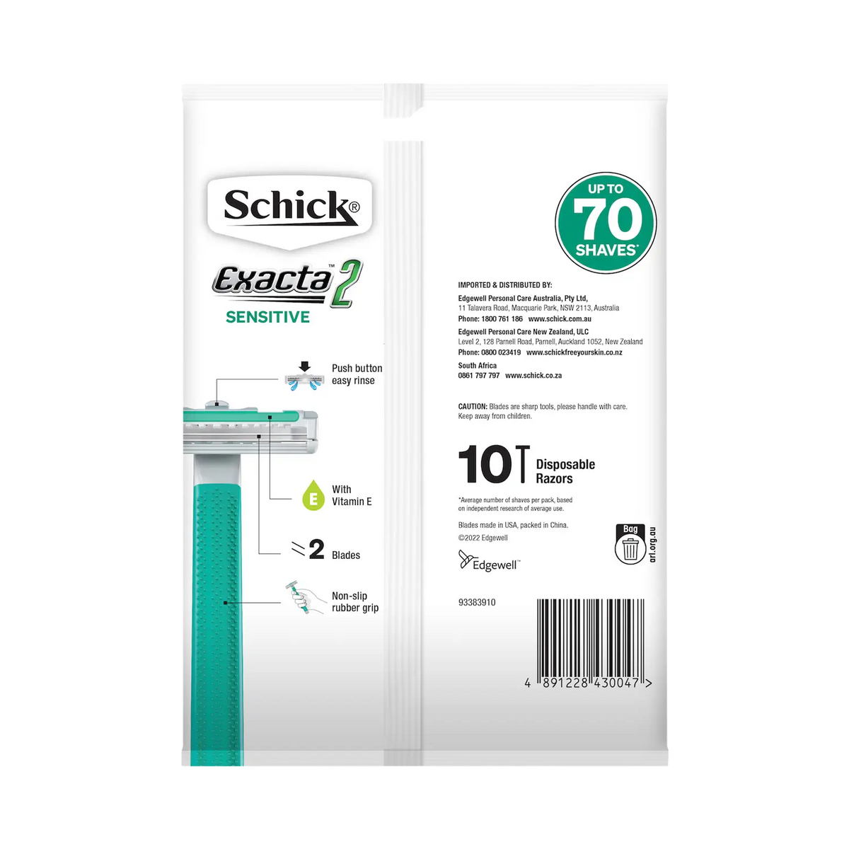 Exacta 2 Sensitive Men's Disposable Razor 10pk