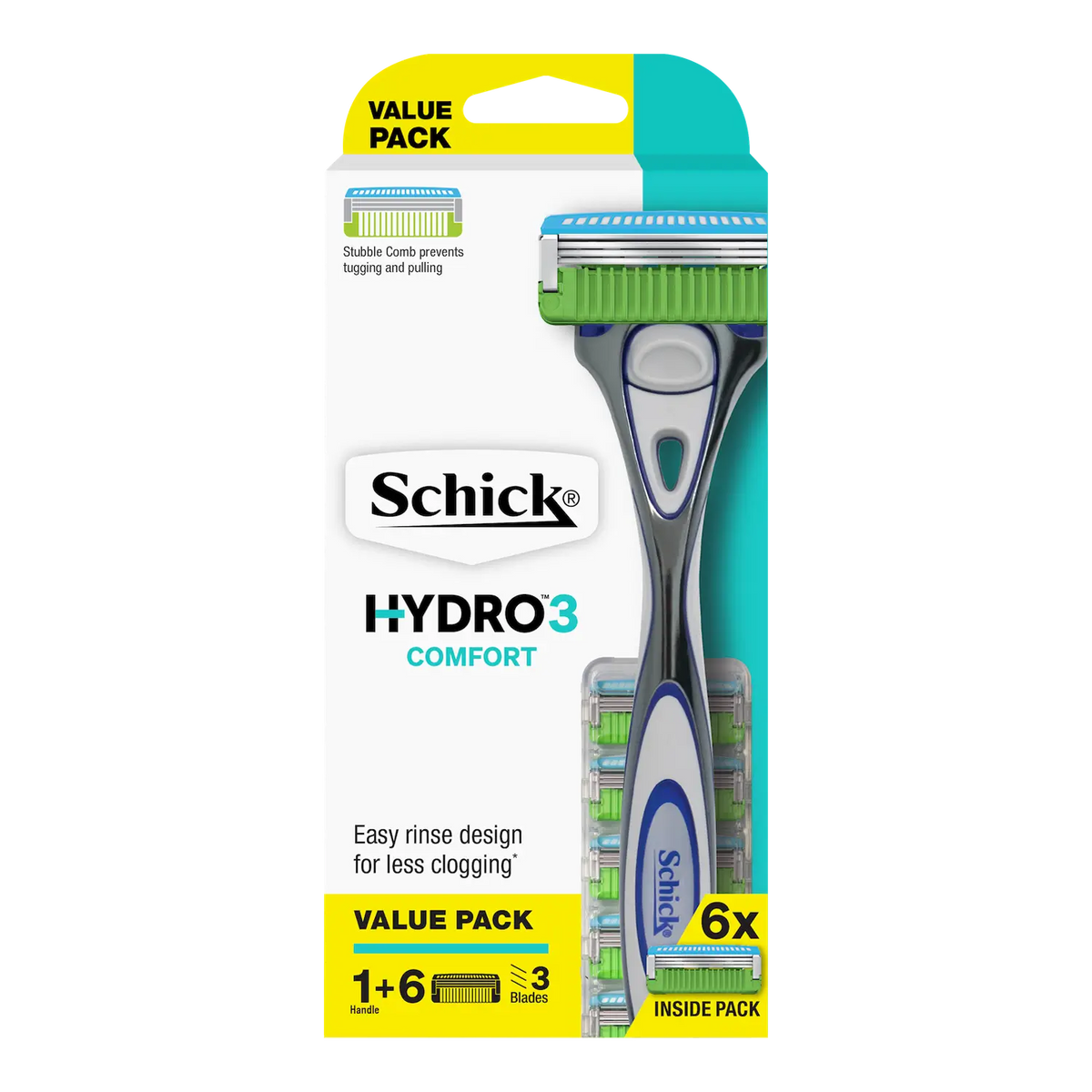 Hydro 3 Comfort Men's Razor Handle + 6 Cartridges
