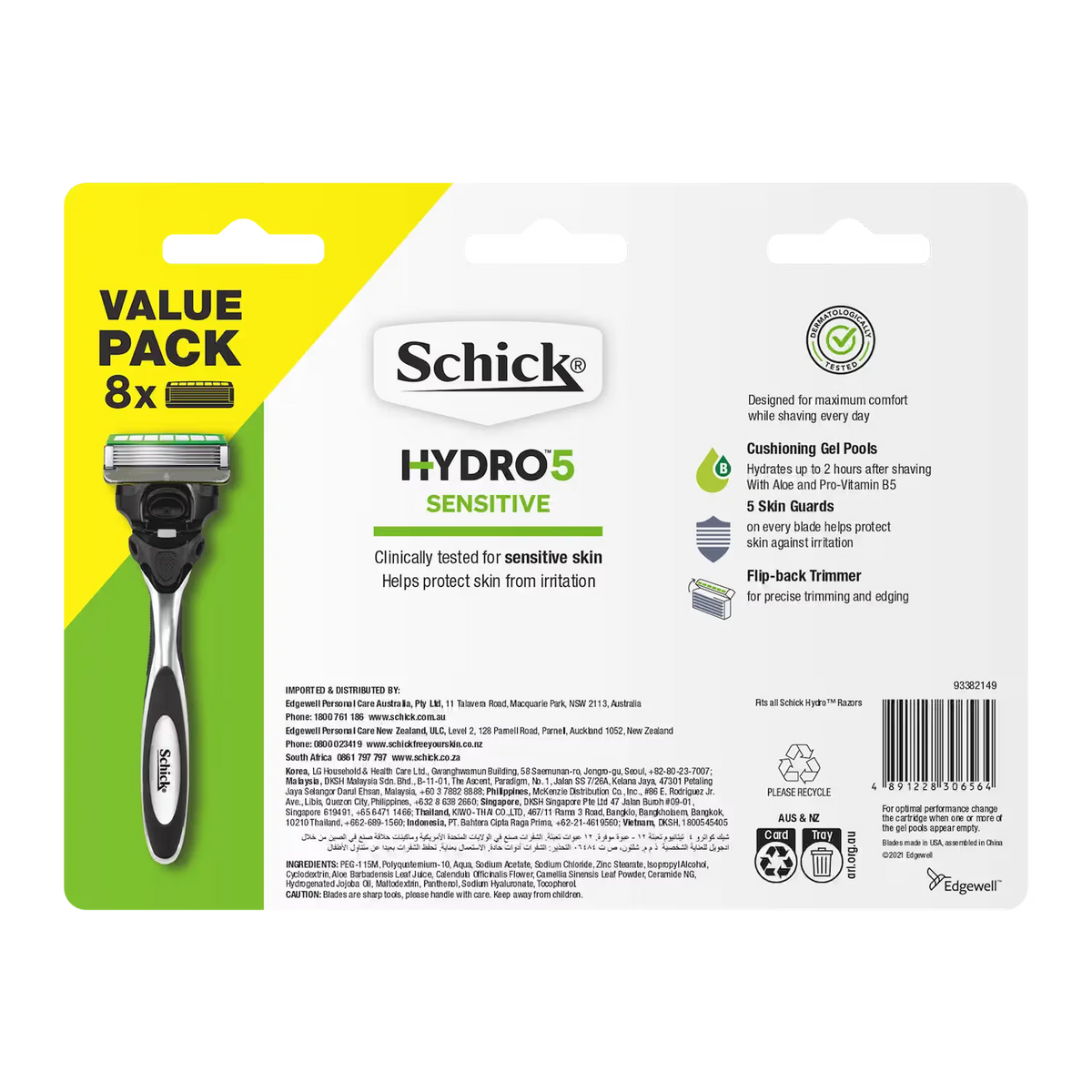 Hydro 5 Sensitive Men's Razor Blade Refills 8pk