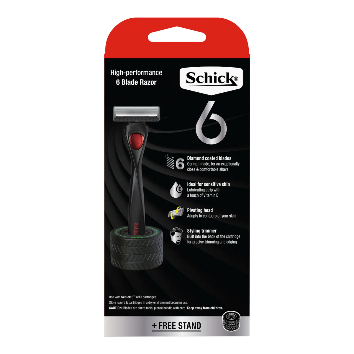 Schick 6 Men's Razor Handle + 1 Cartridge