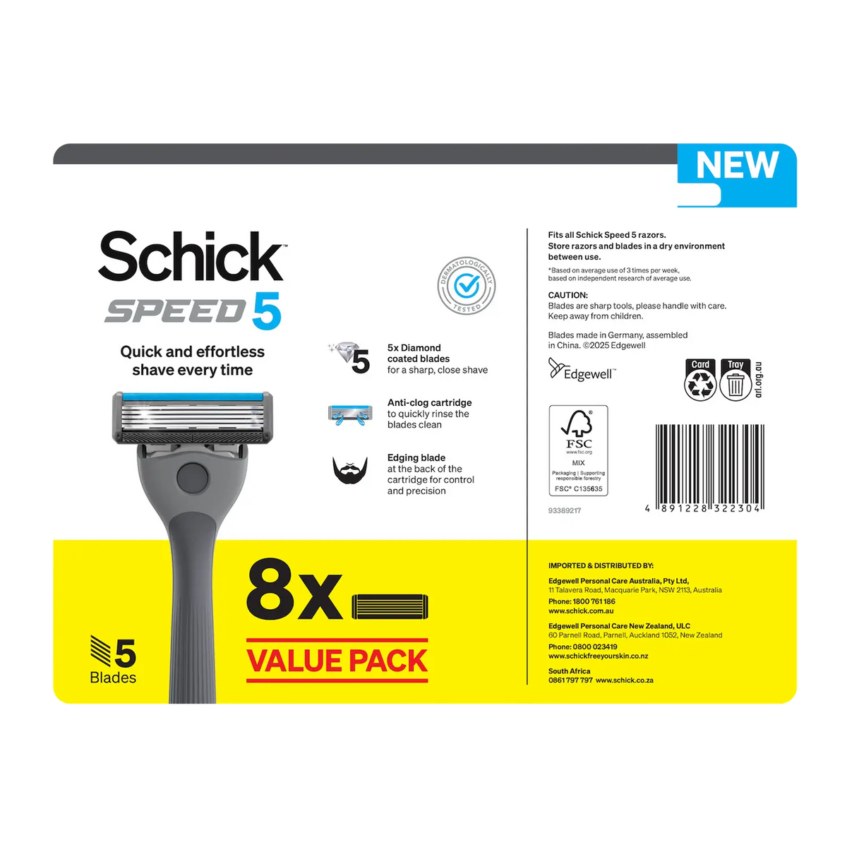Speed 5 Men's Razor Blade Refills 8pk