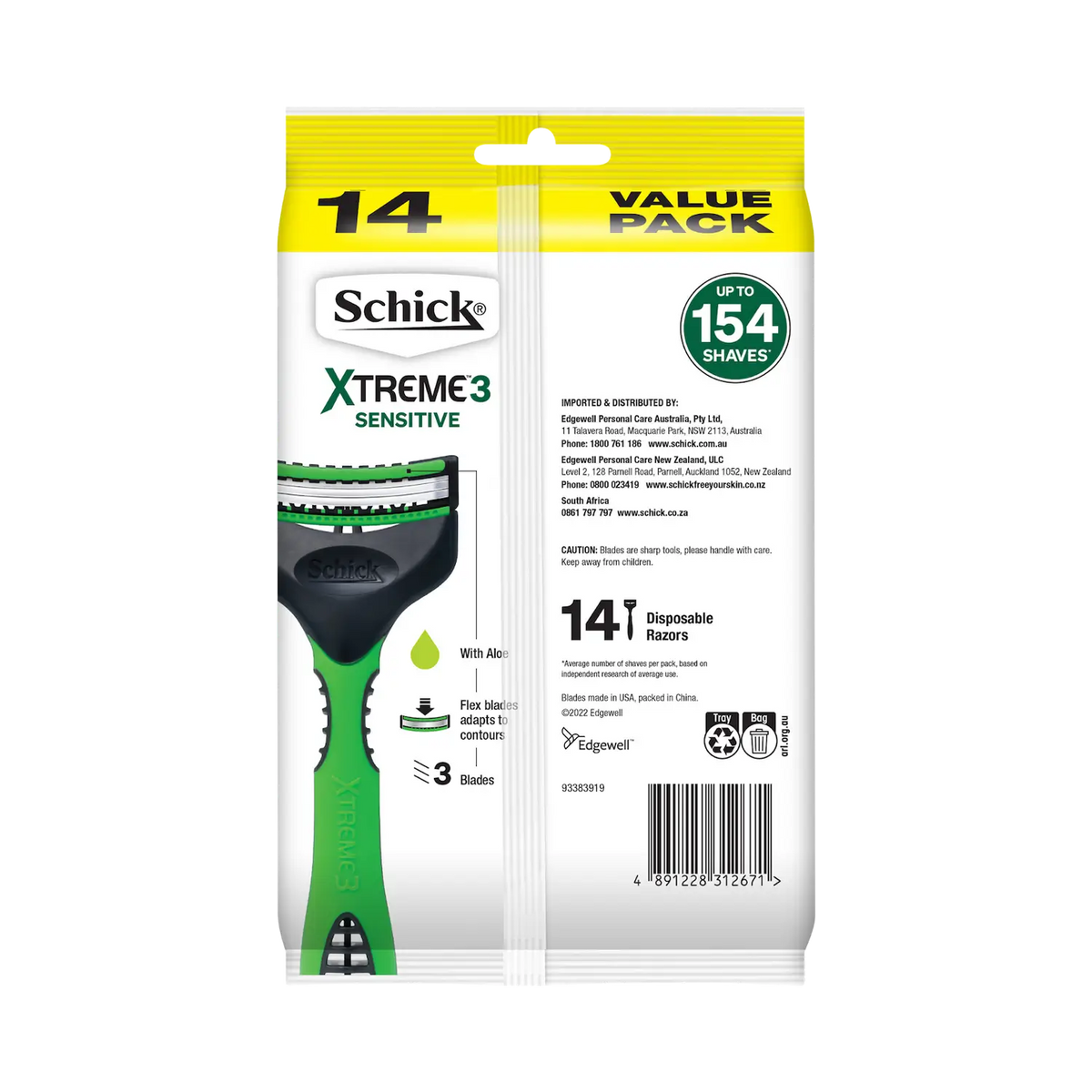 Xtreme 3 Sensitive Men's Disposable Razor 14pk