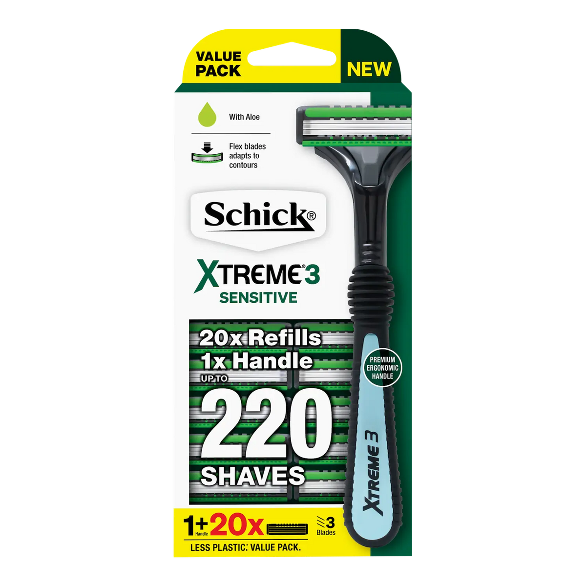 Xtreme 3 Sensitive Hybrid Men's Razor Handle + 20 Cartridges