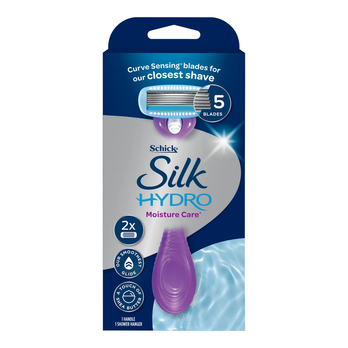 Silk Hydro Moisture Care Razor Handle + 2 Cartridges